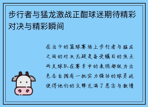 步行者与猛龙激战正酣球迷期待精彩对决与精彩瞬间